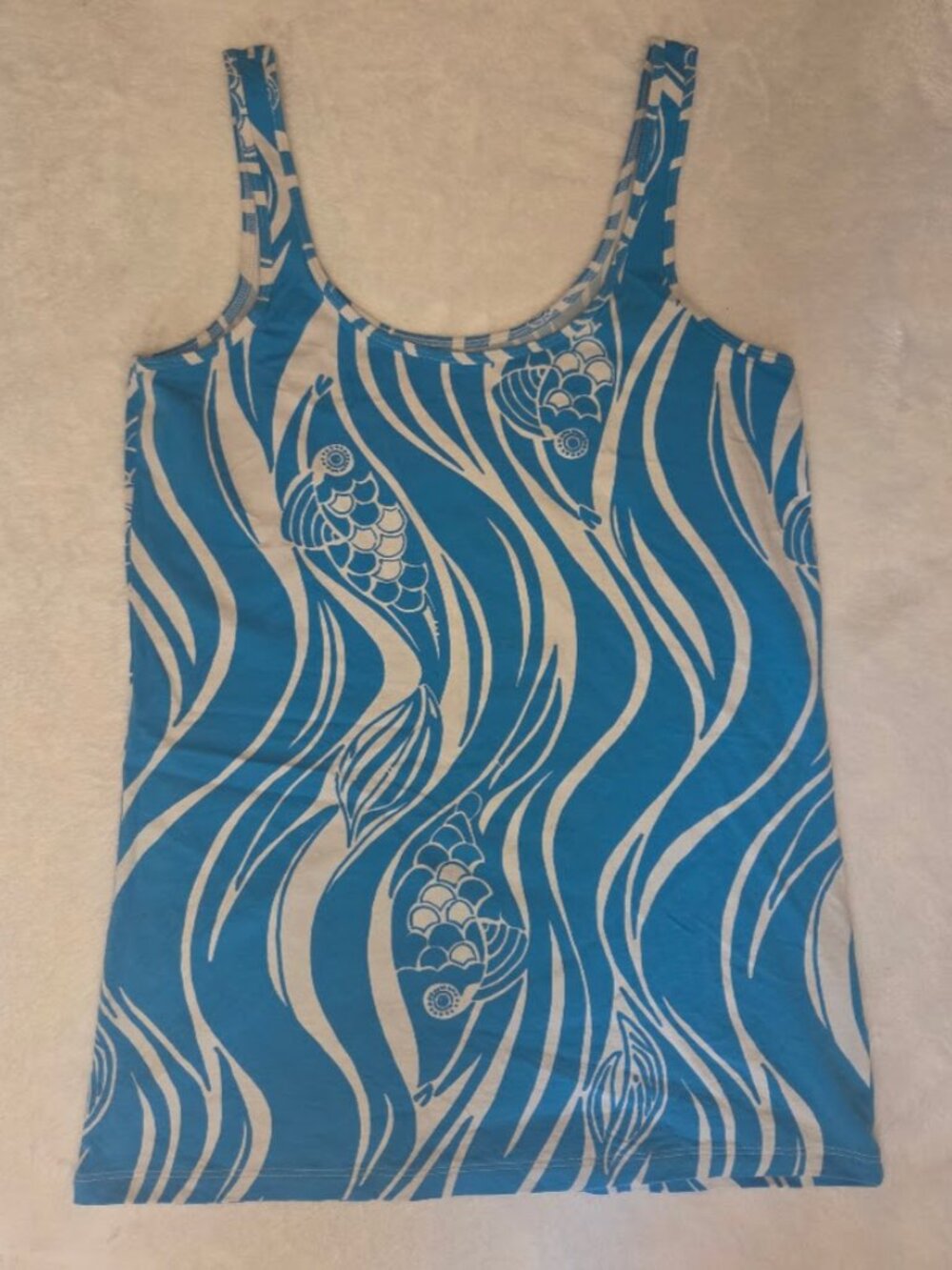 Lilly Pulitzer Tabbie Tank Blue Crush Bamboom Print Large